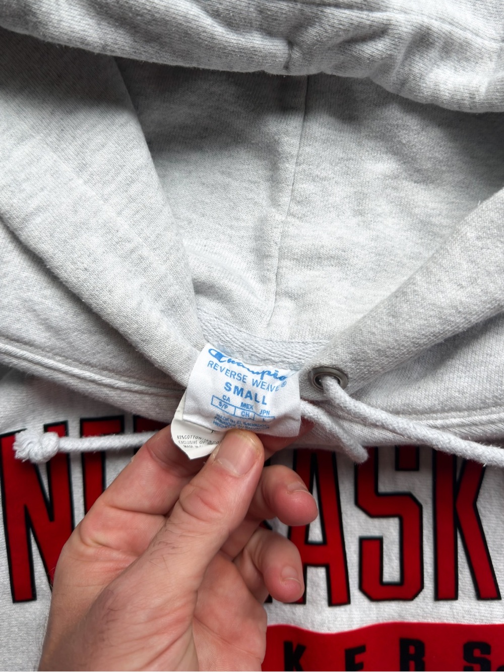 Champion Reverse Weave Nebraska Cornhuskers Men’s Small Hoodie Gray Pullover - Picture 4 of 9